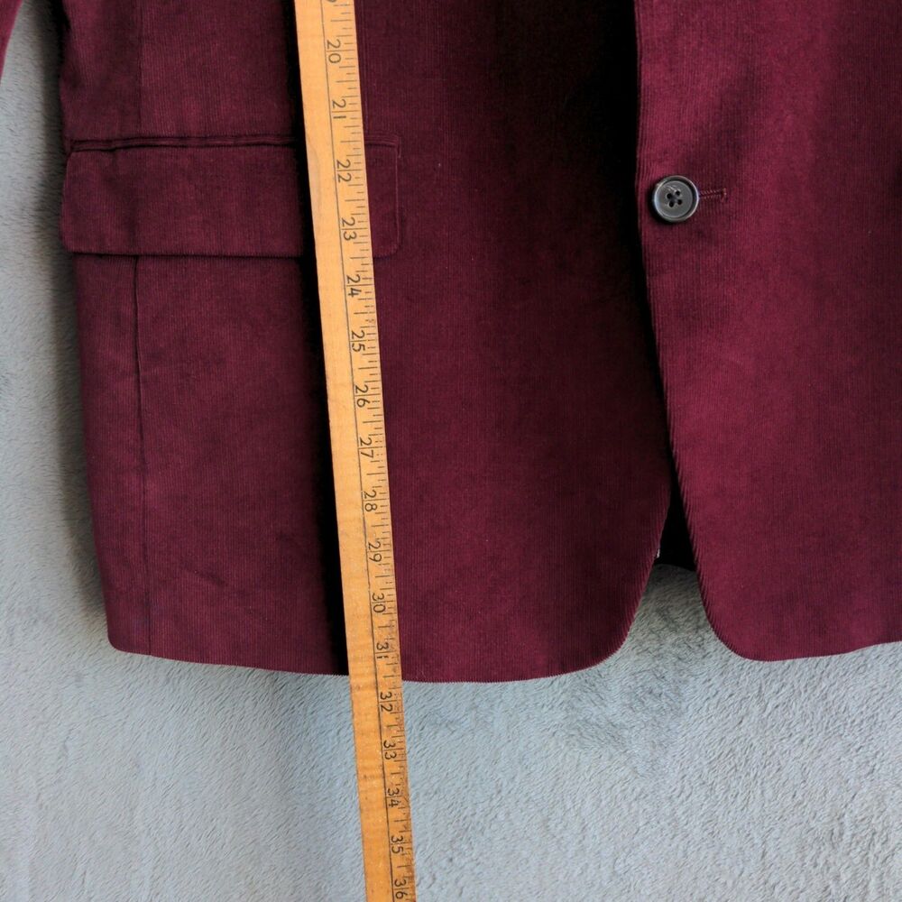 Ralph Lauren Black Label Corduroy Blazer 46L Burgundy Elbow Patches Academia - Picture 10 of 12